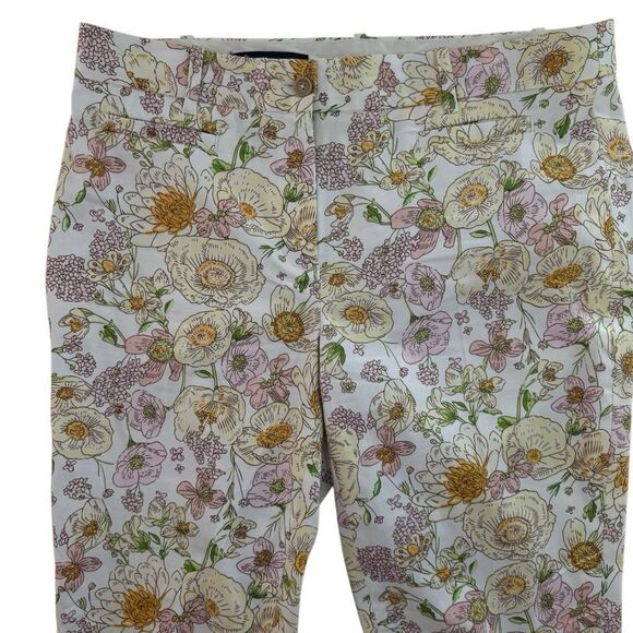 Brooks Brothers Floral Natalie Fit Chino Pants Women Size 8 Tapered Cotton Blend - Picture 2 of 9